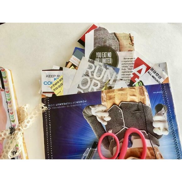 Handmade Junk Journal Fitness Theme Kit 80 Pieces Ephemera Scissors Glue u - Picture 9 of 12